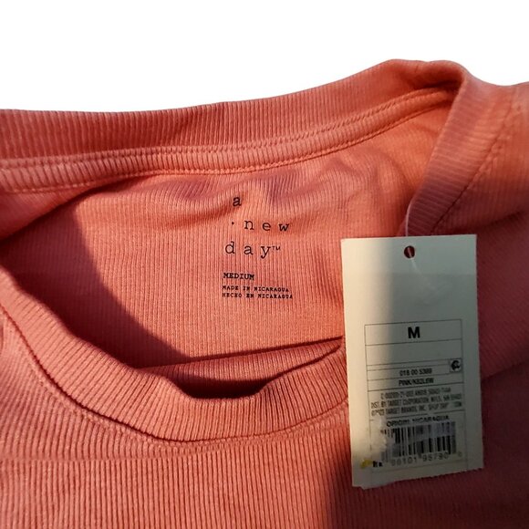 A New Day Womens SizeM Ribbed Long Sleeve Top In Rose Pink Crew neckline - Picture 8 of 9